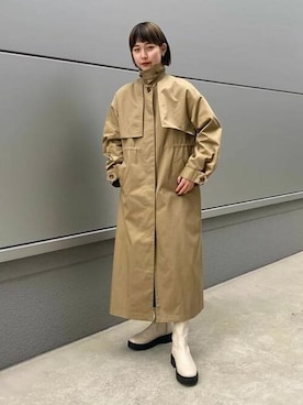 「BEAMS」｜「アイテム（トレンチコート）」を使った、BEAMS HEART WOMENさん（レディース・162cm）の冬コーディネート