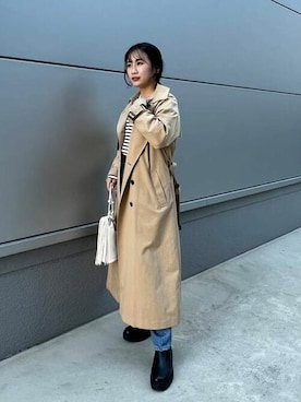 「BEAMS」｜「アイテム（トレンチコート）」を使った、BEAMS HEART WOMENさん（レディース・157cm）の冬コーディネート
