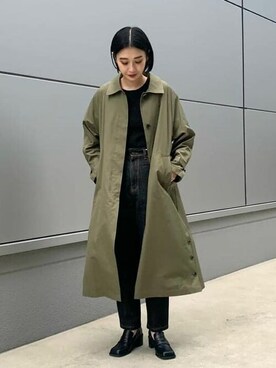 「BEAMS」｜「アイテム（ステンカラーコート）」を使った、BEAMS HEART WOMENさん（レディース・165cm）の冬コーディネート