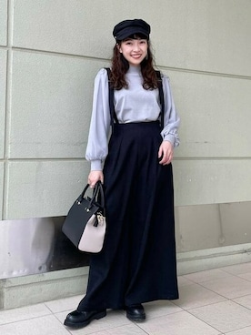 「オーガンジー」｜「アイテム（キャスケット）」を使った、BEAMS HEART WOMENさん（レディース・153cm）の冬コーディネート