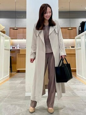 「BEAMS」｜「アイテム（トレンチコート）」を使った、BEAMS HEART WOMENさん（レディース・153cm）の冬コーディネート