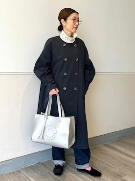 「BEAMS」｜「アイテム（トレンチコート）」を使った、BEAMS HEART WOMENさん（レディース・151cm）の冬コーディネート