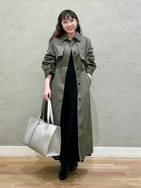 「BEAMS」｜「アイテム（トレンチコート）」を使った、BEAMS HEART WOMENさん（レディース・153cm）の冬コーディネート