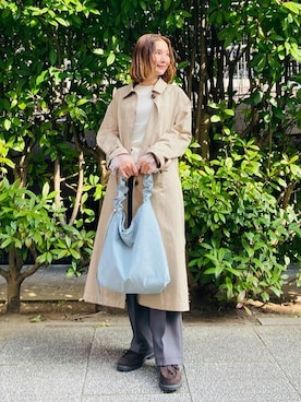「BEAMS」｜「アイテム（ステンカラーコート）」を使った、BEAMS HEART WOMENさん（レディース・163cm）の冬コーディネート