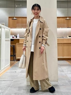 「BEAMS」｜「アイテム（トレンチコート）」を使った、BEAMS HEART WOMENさん（レディース・164cm）の冬コーディネート