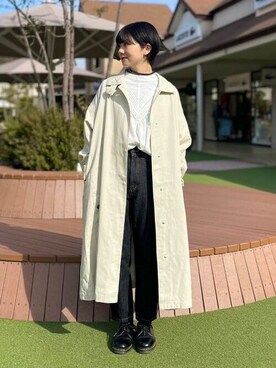 「BEAMS」｜「アイテム（トレンチコート）」を使った、BEAMS HEART WOMENさん（レディース・162cm）の冬コーディネート