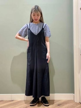 「レースブラウス」｜「アイテム（サロペット/オーバーオール）」を使った、BEAMS HEART WOMENさん（レディース・166cm）の春コーディネート