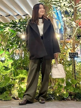 「バッグ」｜「アイテム（チェスターコート）」を使った、BEAMS HEART WOMENさん（レディース・158cm）の秋コーディネート