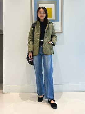 「オリーブ」｜「アイテム（ブルゾン）」を使った、BEAMS HEART WOMENさん（レディース・166cm）の秋コーディネート