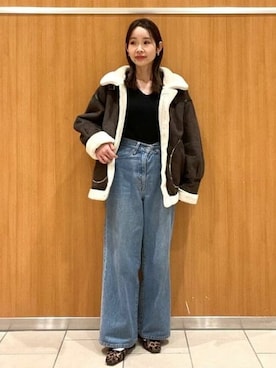「秋冬コーデ」｜「アイテム（ムートンコート）」を使った、BEAMS HEART WOMENさん（レディース・157cm）の秋コーディネート