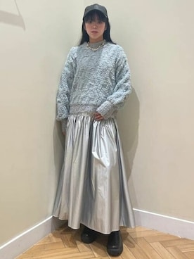 「シルバー」｜「アイテム（キャップ）」を使った、BEAMS HEART WOMENさん（レディース・155cm）の冬コーディネート
