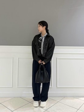 「アイテム（デニムジャケット）」を使った、Michonさん（レディース・153cm）の夏コーディネート