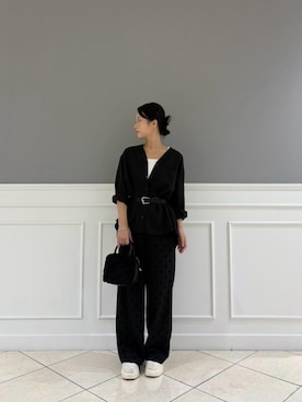 「アイテム（ボストンバッグ）」を使った、Michonさん（レディース・153cm）の秋コーディネート