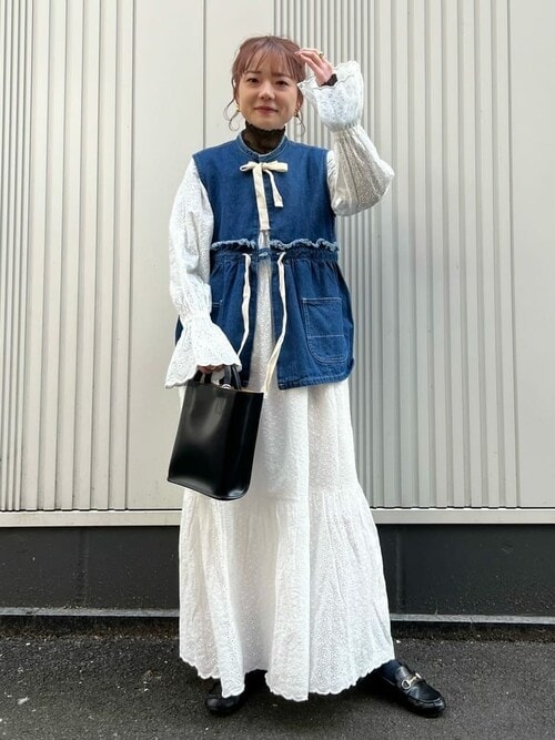 未使用フリーダシフリ刺繍スカラップワンピース2024SSゆったり