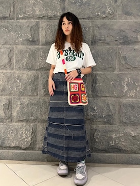 「アイテム（腕時計、ブラック系）」を使った、はなほさん（レディース・160cm）の夏コーディネート