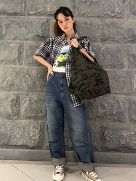 「シャツ 」｜「アイテム（アクセサリー）」を使った、はなほさん（レディース・160cm）の夏コーディネート