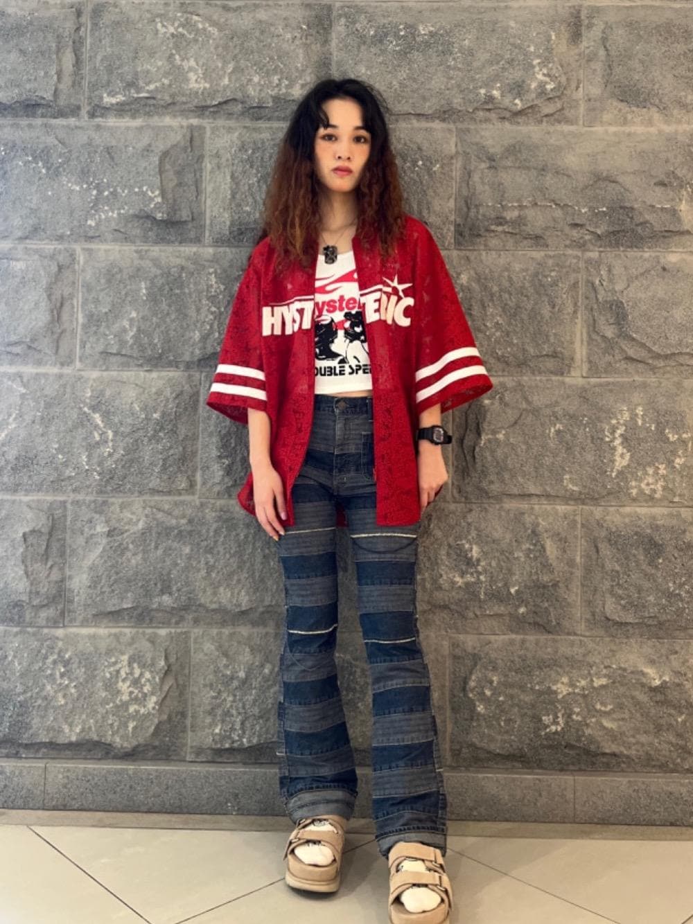 【HYSTERIC GLAMOUR】FLAME LOGO 柄ジャガードZIP UP Tシャツ HYSTERIC GLAMOUR（ヒステリックグラマー）の「FLAME LOGO柄ジャ