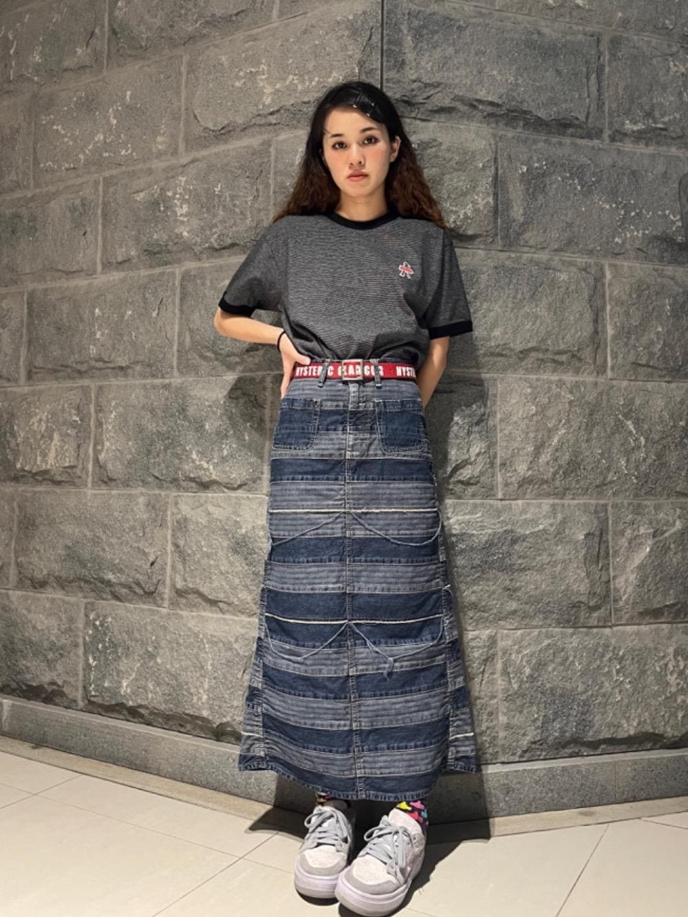 ヒステリックグラマーパッチワークロンスカM スクラッチロングデニムスカート|HYSTERIC GLAMOUR WOMEN