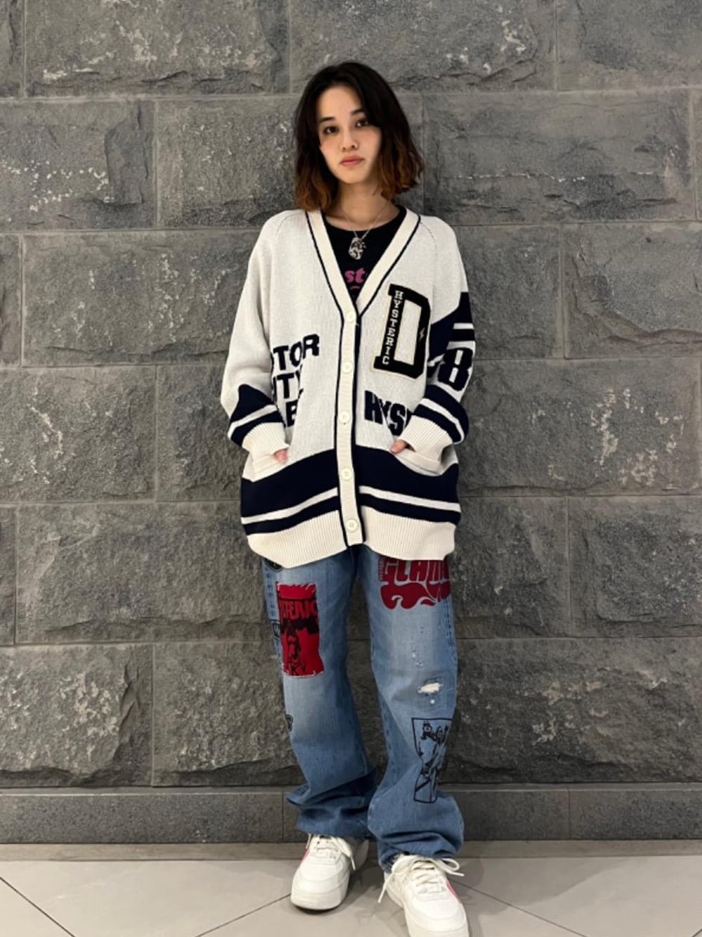 MOTOR CITY BABYワッペンジャカード カーディガン ブラック HYSTERIC GLAMOUR（ヒステリックグラマー）の「MOTOR CITY BABY