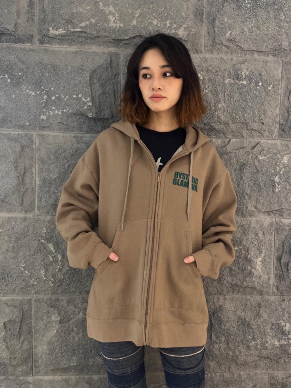 HYSTERIC GLAMOUR / ヒステリックグラマー | LIGHT MY FIRE オーバーサイズ パーカー | F | ブラウン | レディース HYSTERIC GLAMOUR（ヒステリックグラマー）の「LIGHT MY FIRE オーバー