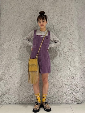 「アイテム（ワンピース/ドレス、パープル系）」を使った、はなほさん（レディース・161cm）の秋コーディネート