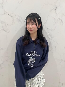 「ブルべ夏」｜「アイテム（スウェット）」を使った、Eri.さん（レディース・158cm）の冬コーディネート