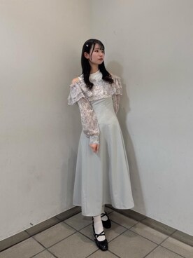 「MAJESTIC LEGON（マジェスティックレゴン）の【小栗有以さん着用】【5サイズ展開/XXLサイズあり】レディギャザーストラップパンプス（Pumps、ブラック系）」を使った、Eri.さん（レディース・158cm）の春コーディネート