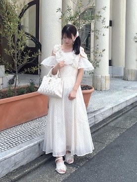 「フェミニン 」｜「アイテム（ワンピース/ドレス）」を使った、Eri.さん（レディース・158cm）の夏コーディネート