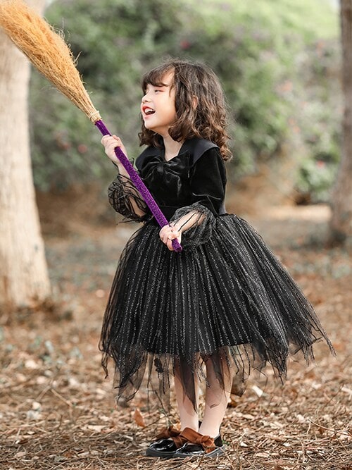 キッズ コスプレ 魔女っ子ワンピース ブラック（コスチューム