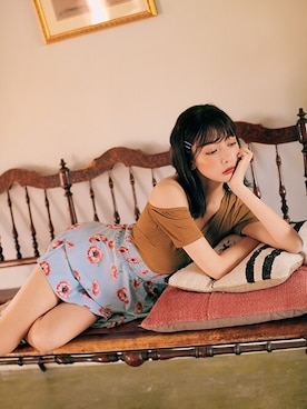 「フラワープリント」｜「アイテム（水着/着物・浴衣）」を使った、OSYAREVOさん（レディース・165cm）の春コーディネート