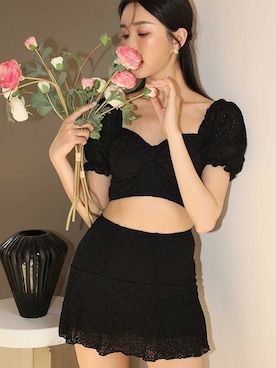 「刺繍」｜「アイテム（水着/着物・浴衣）」を使った、OSYAREVOさん（レディース・165cm）の春コーディネート