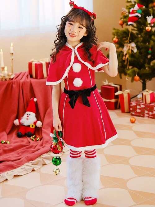 コトューCOTOO新品ワンピース定価7万 パーティーやクリスマスなどに最適 セール】キッズ コスプレ クリスマスサンタ フードワンピース