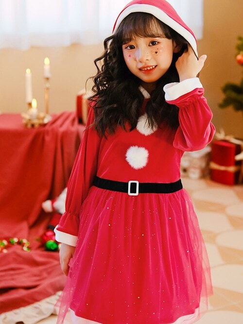 セール】キッズ コスプレ クリスマスサンタ チュールワンピース