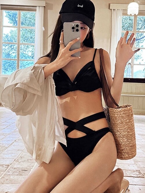 セール】クロスショーツ リブ ビキニ 水着 レディース（水着