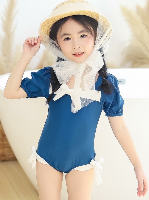 ワンピース水着 パブスリーブ キュート おしゃれ 日本未上陸 オシャレボ OSYAREVO 【ネット限定】チャイナ風 パフスリーブ