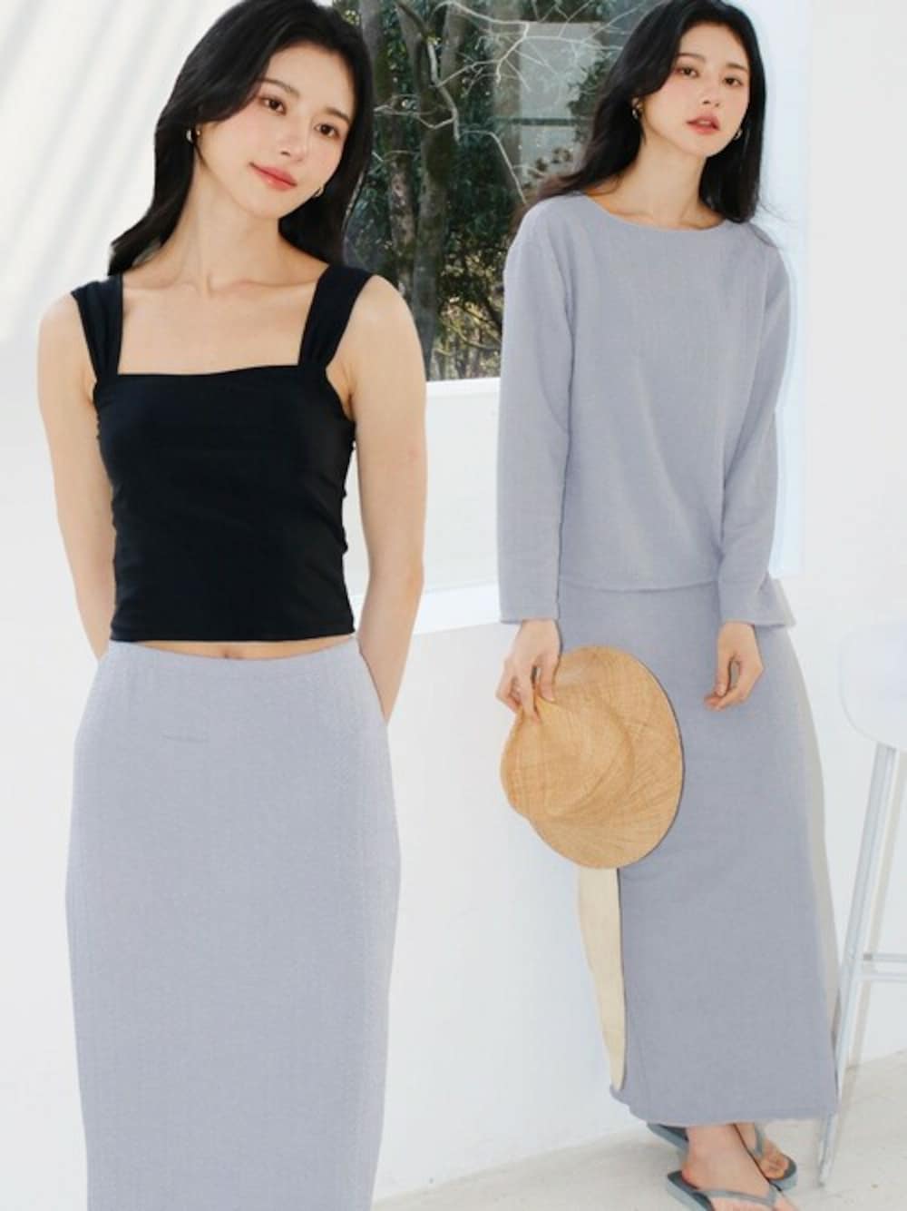 ブルー系の水着を着用したレディースの夏コーディネートの1枚目の写真