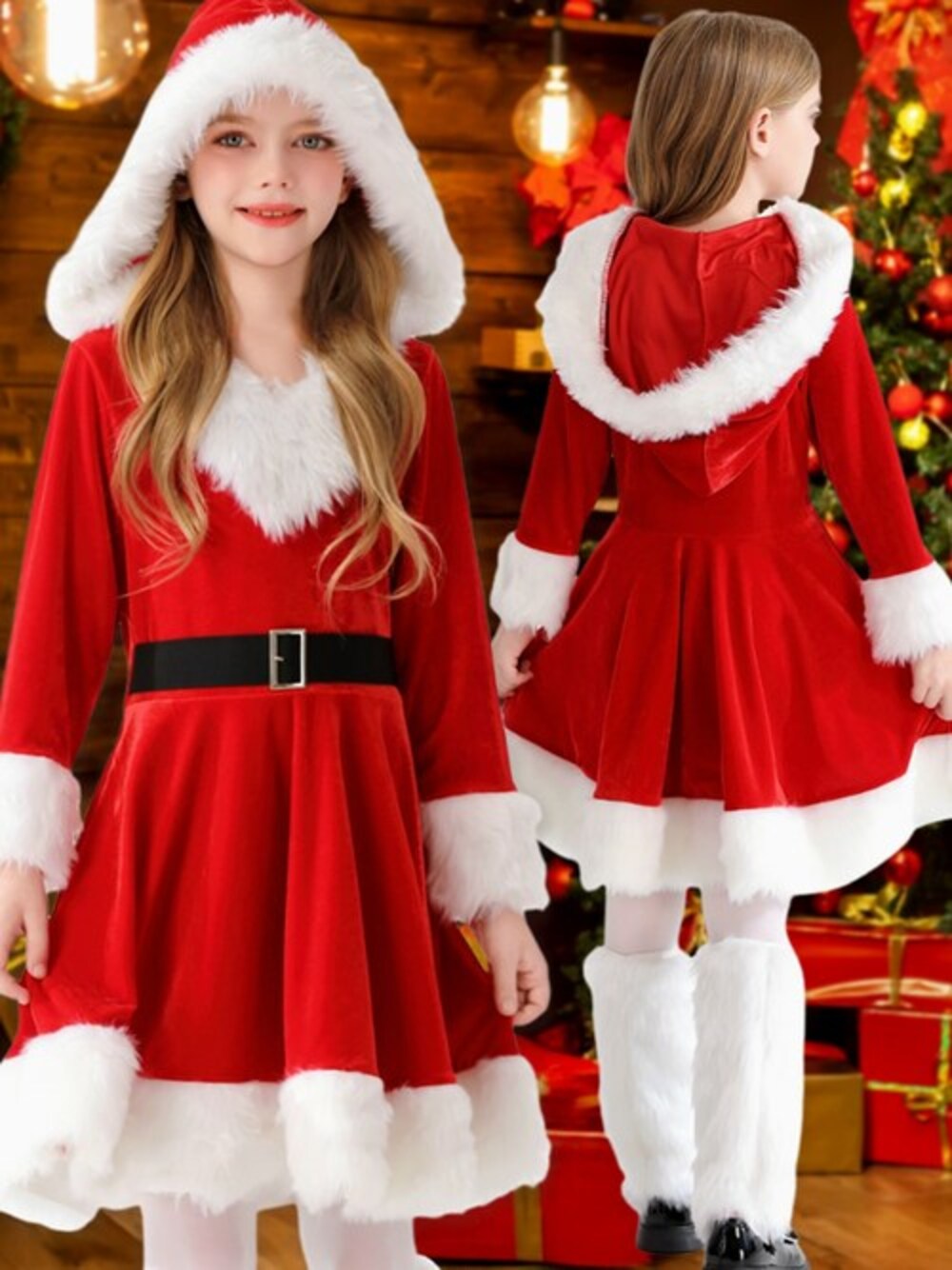 「お出かけコーデ、キッズコーデ、パーティースタイル、パーティー、クリスマスコーデ、クリスマスに着たい服、クリスマス、家族旅行、ファミリーコーデ、イベントコーデ、コスプレ、コスチューム、キッズファッション、キッズ、OSYAREVO」｜「OSYAREVOのキッズ クリスマス サンタ コスプレ（コスチューム/パーティーグッズ、レッド系）」を使った、OSYAREVOさん（キッズ）の秋コーディネートの1枚目の写真