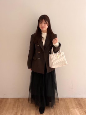 「MAJESTIC LEGON（マジェスティックレゴン）のキラキラハイネックニット（ニット/セーター）」を使った、Ayumiさん（レディース・150cm）の冬コーディネート