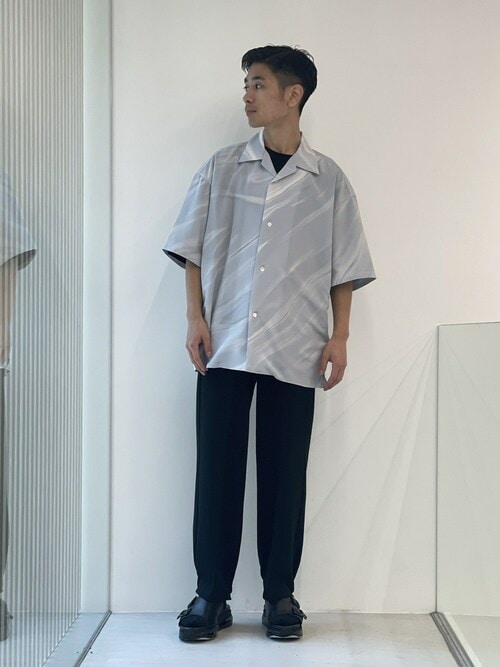 レクトプリントオープンカラーシャツ/マーブル柄・総柄（シャツ