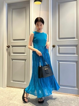 「カラー×コーデ」｜「アイテム（ワンピース）」を使った、USAGI ONLINEさん（レディース・156cm）の夏コーディネート