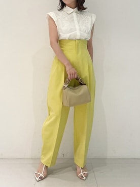 「アイテム（パンツ、イエロー系）」を使った、USAGI ONLINEさん（レディース・154cm）の夏コーディネート