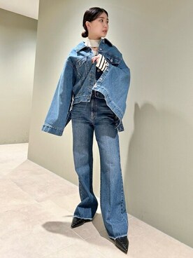 「Lily Brown」｜「アイテム（デニムジャケット）」を使った、USAGI ONLINEさん（レディース・150cm）の春コーディネート