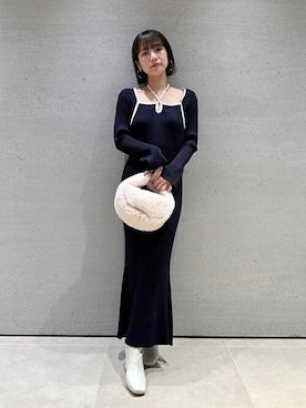 「アイテム（ワンピース、ブルー系）」を使った、USAGI ONLINEさん（レディース・152cm）の秋コーディネート