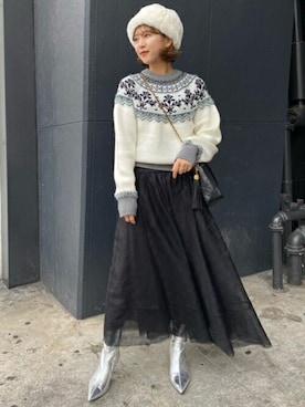 「LILY BROWN（リリーブラウン）のアイテム（帽子）」を使った、USAGI ONLINEさん（レディース・157cm）の秋コーディネート