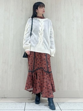 「アイテム（ワンピース、オレンジ系）」を使った、USAGI ONLINEさん（レディース・157cm）の冬コーディネート