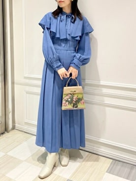 「アイテム（ワンピース、ブルー系）」を使った、USAGI ONLINEさん（レディース・156cm）の冬コーディネート
