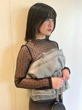 「LILY BROWN（リリーブラウン）のアイテム（チューブトップ）」を使った、USAGI ONLINEさん（レディース・153cm）の冬コーディネート