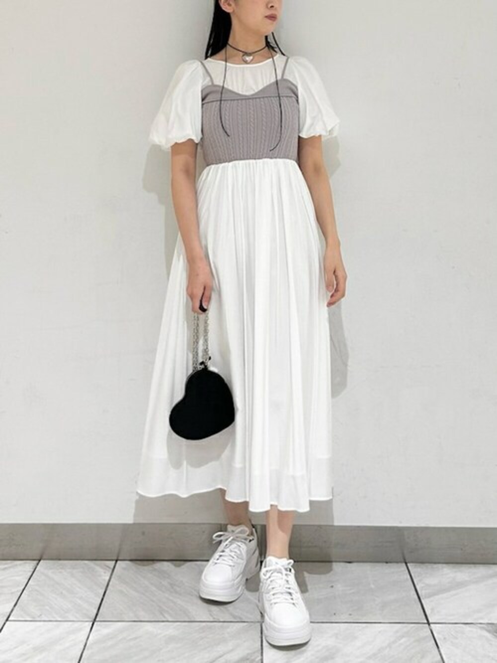 LILY BROWN クロシェビスチェドッキングニットワンピース クロシェ