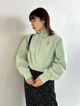 「アイテム（パーカー、グリーン系）」を使った、USAGI ONLINEさん（レディース・154cm）の春コーディネート