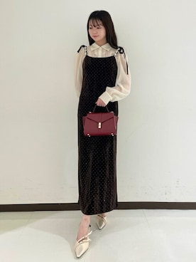 L.B CANDY STOCK]ブラウスセットビジューベロアキャミワンピースを使っ